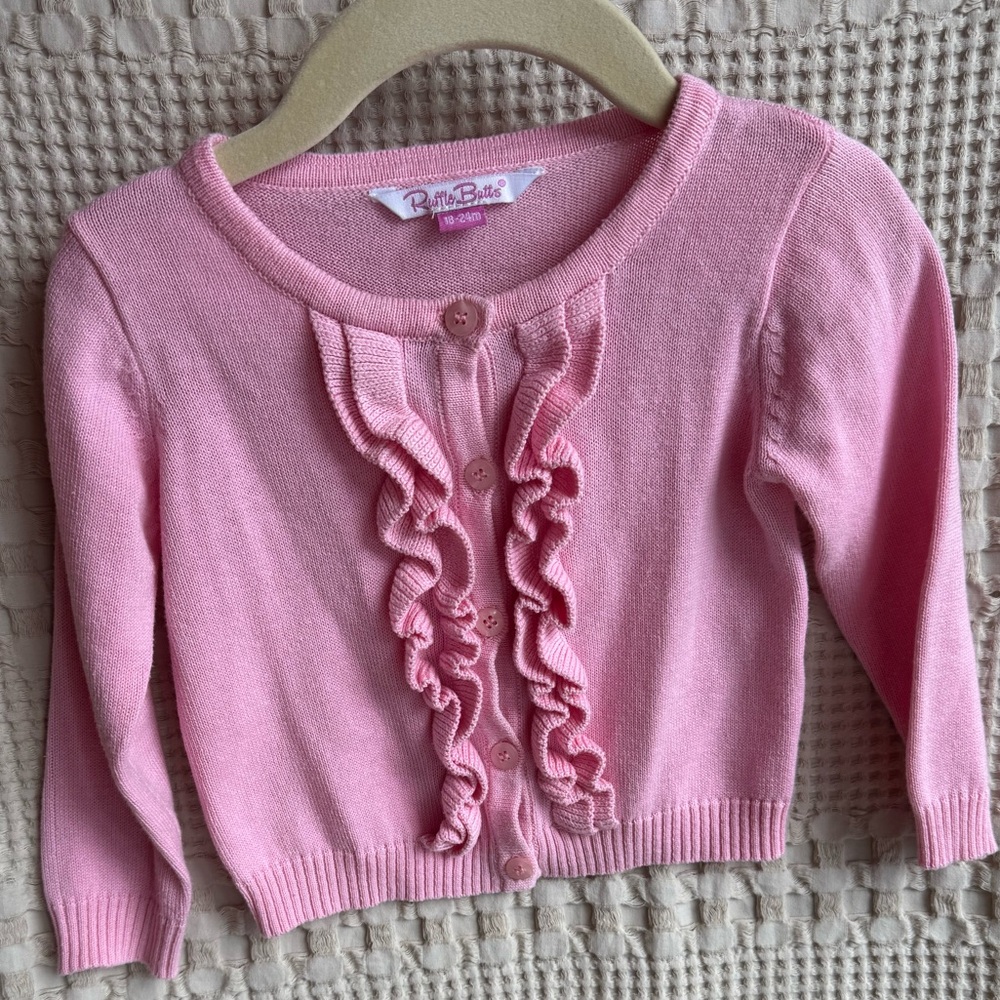 Ruffle Butts Pink Ruffle Cardigan